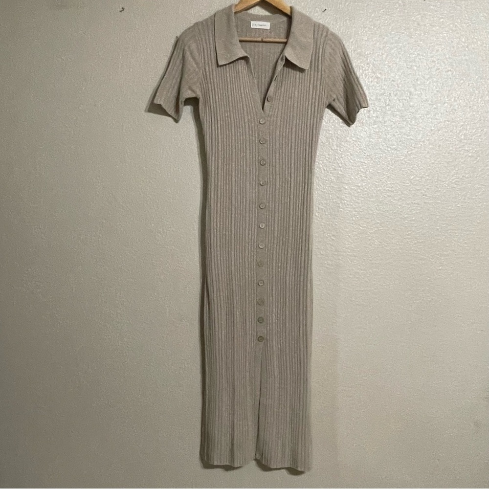 By Together Taupe Ribbed Midi Dress - Picture 2 of 13